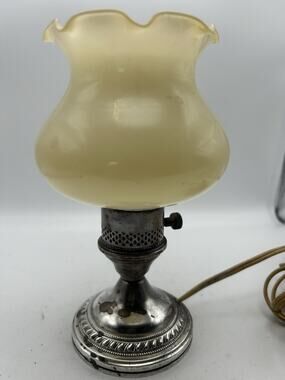 Vintage 8” Ivory Glass Electric Hurricane Lamp
